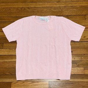 Alfred Dunner Knit Top Womens Sz Medium Pink Cable Knit Lightweight Blouse NWT!